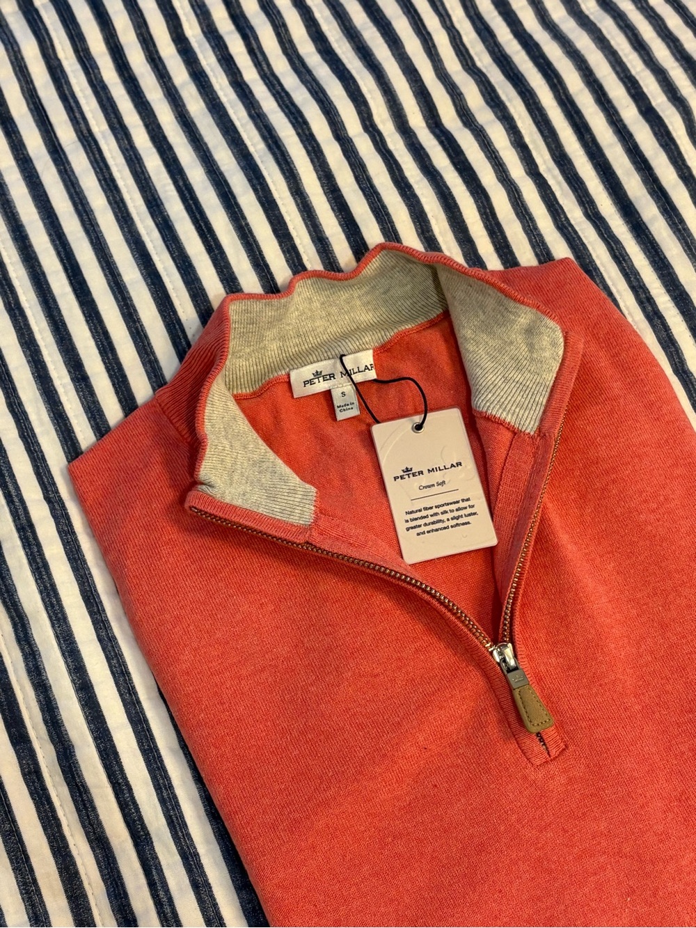 Nantucket Peter Millar Crown Soft 1/4 Zip Pullover Pink Size Small NWT $165